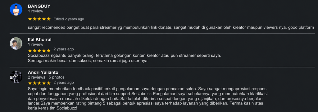 Review positif dari pengguna SociaBuzz